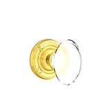 Emtek - Privacy, Ribbon and Reed Rosette, Hampton Crystal Knob, US3NL - Unlacquered Brass