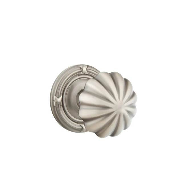 Emtek - Privacy, Ribbon and Reed Rosette, Melon Knob, US15A - Pewter