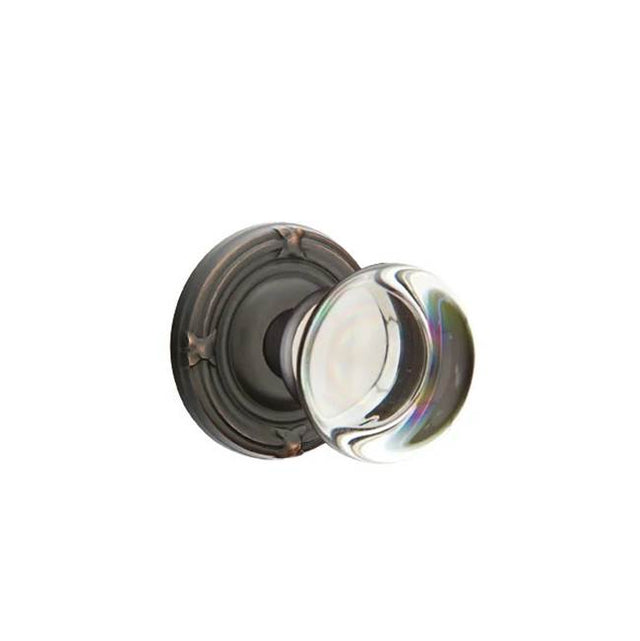Emtek - Dummy, Ribbon and Reed Rosette, Providence Crystal Knob, US10B - Oil Rubbed Bronze