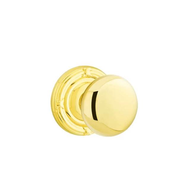 Emtek - Privacy, Ribbon and Reed Rosette, Providence Knob, US3 Lifetime - Polished Brass