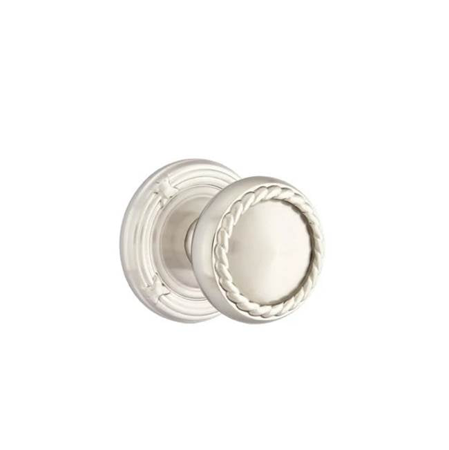 Emtek - Concealed, Passage, Ribbon and Reed Rosette, Rope Knob, US15 - Satin Nickel