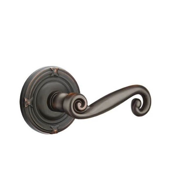 Emtek - Passage, Ribbon and Reed Rosette, Rustic Lever, RH, US10B - Oil Rubbed Bronze