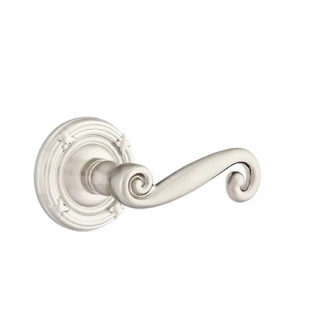 Emtek - Passage, Ribbon and Reed Rosette, Rustic Lever, RH, US15 - Satin Nickel