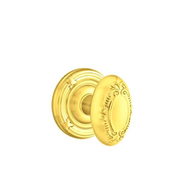 Emtek - Dummy, Ribbon and Reed Rosette, Victoria Knob, US3NL - Unlacquered Brass