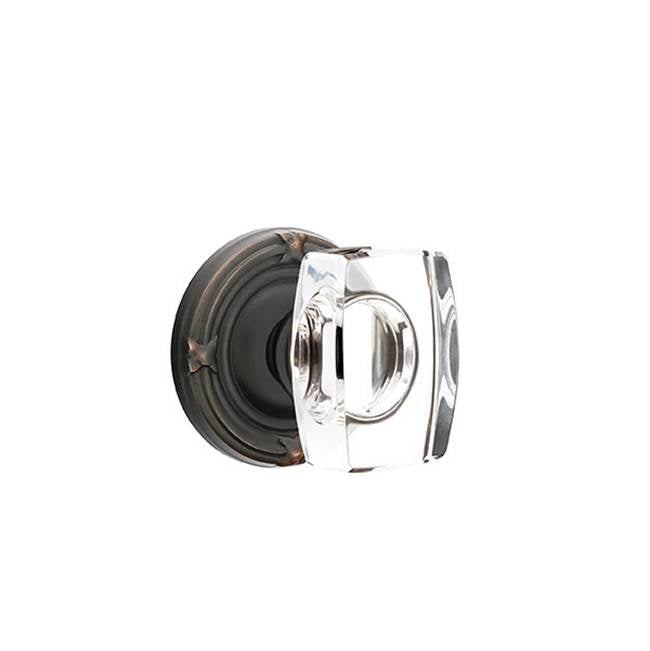 Emtek - Privacy, Ribbon and Reed Rosette, Windsor Crystal Knob, US10B - Oil Rubbed Bronze