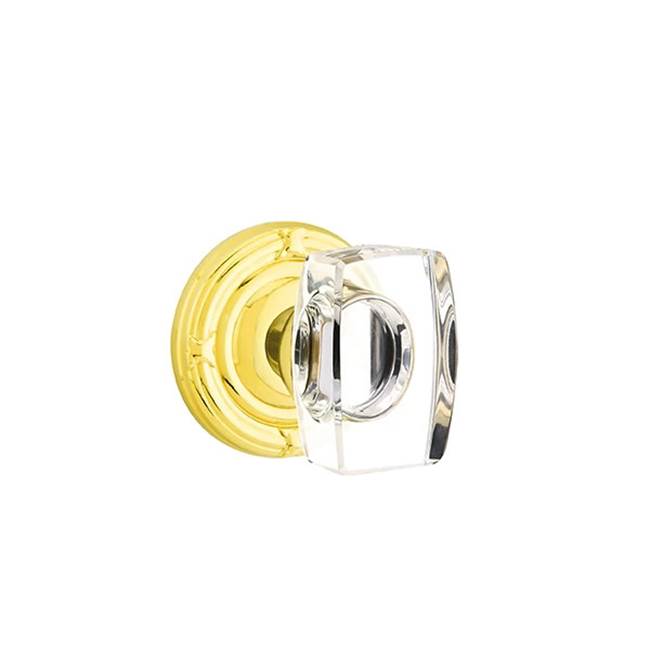 Emtek - Privacy, Ribbon and Reed Rosette, Windsor Crystal Knob, US3NL - Unlacquered Brass