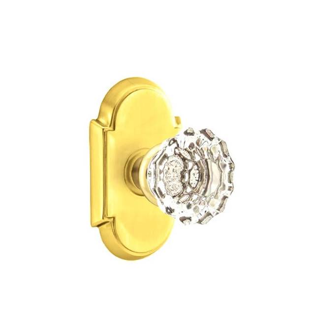Emtek - Concealed, Passage, No.8 Rosette, Astoria Clear Knob, US3 Lifetime - Polished Brass