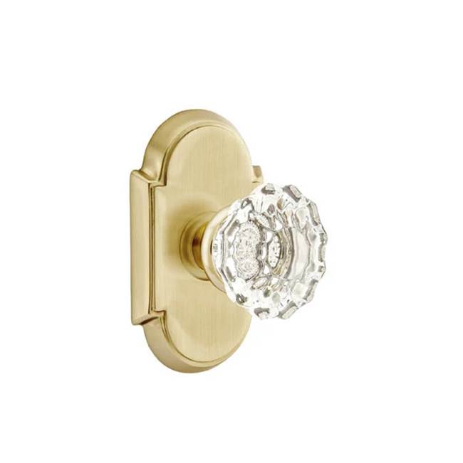 Emtek - Concealed, Passage, No.8 Rosette, Astoria Crystal Knob, US4 - Satin Brass