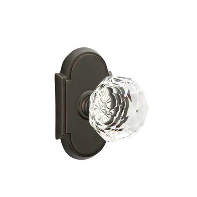 Emtek - Concealed, Privacy, No.8 Rosette, Diamond Crystal Knob, US10B - Oil Rubbed Bronze