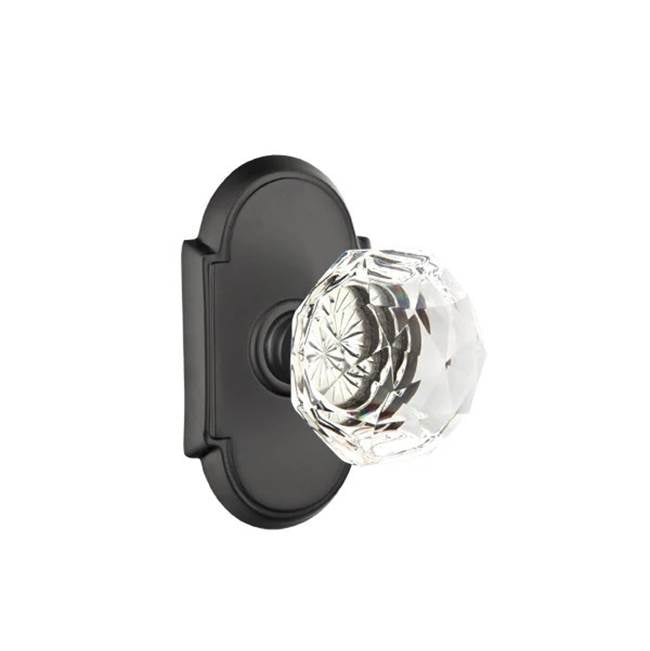 Emtek - Concealed, Privacy, No.8 Rosette, Diamond Crystal Knob, US19 - Flat Black