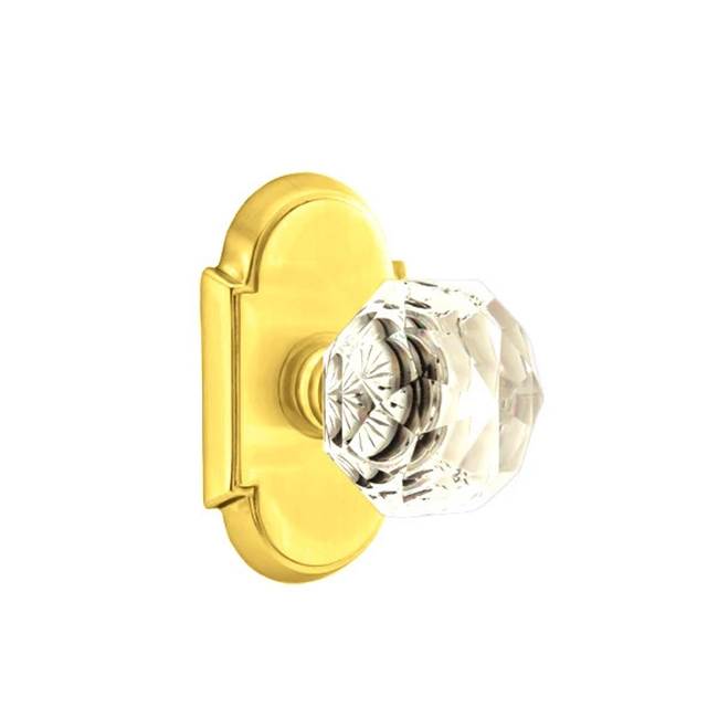 Emtek - Concealed, Privacy, No.8 Rosette, Diamond Crystal Knob, US3 Lifetime - Polished Brass