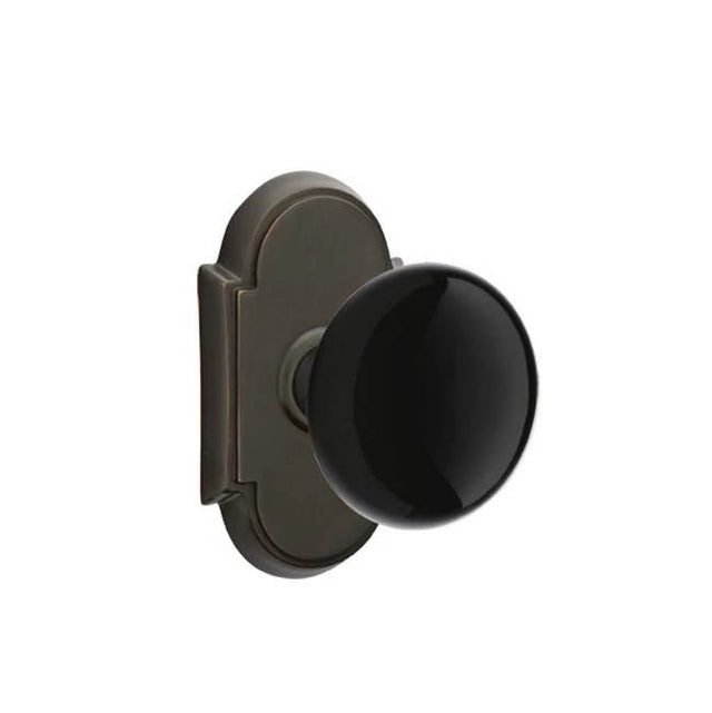 Emtek - Concealed, Privacy, No.8 Rosette, Ebony Knob, US10B - Oil Rubbed Bronze