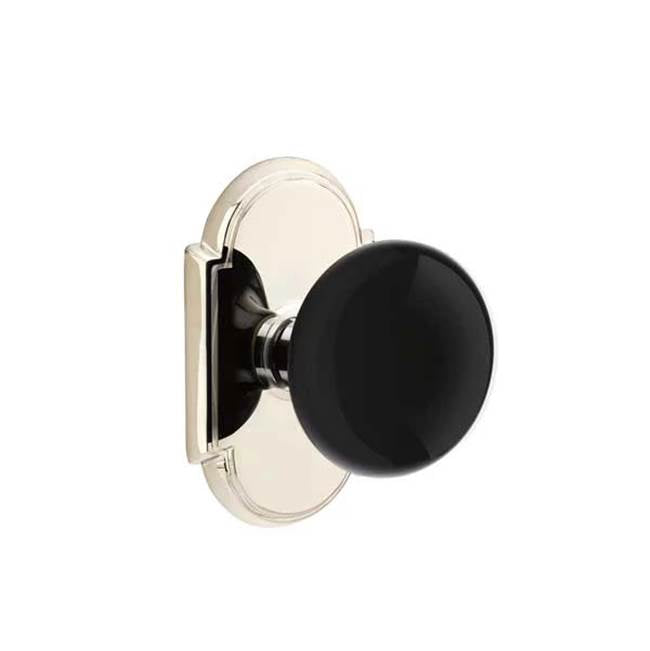 Emtek - Privacy, No.8 Rosette, Ebony Porcelain Knob, US14 - Polished Nickel