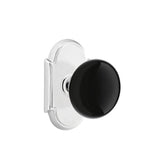 Emtek - Concealed, Privacy, No.8 Rosette, Ebony Knob, US26 - Polished Chrome