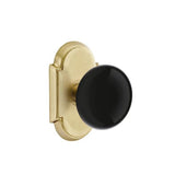 Emtek - Concealed Fastener Privacy, No.8 Rosette, Ebony Porcelain Knob, US4 - Satin Brass