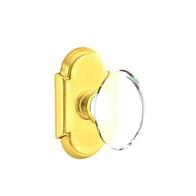 Emtek - Privacy, No.8 Rosette, Hampton Crystal Knob, US3NL - Unlacquered Brass