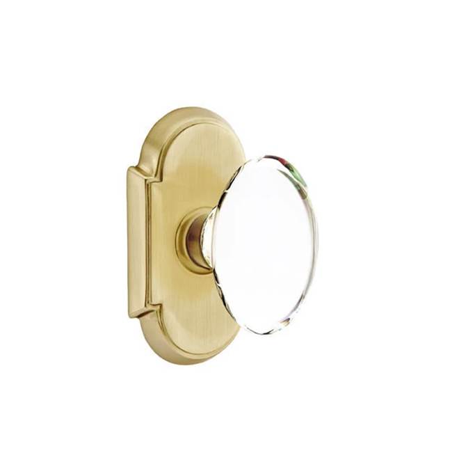 Emtek - Privacy, No.8 Rosette, Hampton Crystal Knob, US4 - Satin Brass