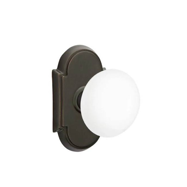 Emtek - Dummy, No.8 Rosette, Ice White Knob, US10B - Oil Rubbed Bronze