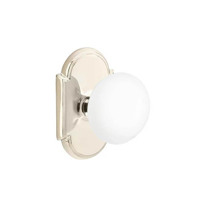 Emtek - Dummy, No.8 Rosette, Ice White Porcelain Knob, US14 - Polished Nickel