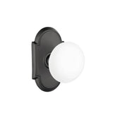 Emtek - Concealed, Privacy, No.8 Rosette, Ice White Knob, US19 - Flat Black