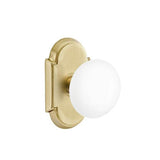 Emtek - Dummy, No.8 Rosette, Ice White Porcelain Knob, US4 - Satin Brass