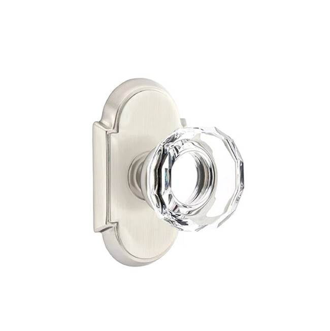 Emtek - Privacy, No.8 Rosette, Lowell Crystal Knob, US15 - Satin Nickel
