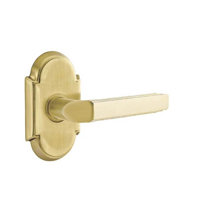 Emtek - Concealed, Privacy, No.8 Rosette, Milano Lever, US4 - Satin Brass