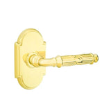 Emtek - Privacy, No.8 Rosette, Ribbon and Reed Lever, LH, US3 Lifetime - Polished Brass
