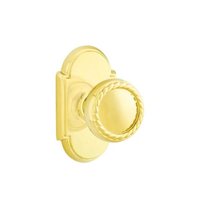 Emtek - Concealed Fastener, Passage, No.8 Rosette, Rope Knob, US3NL - Unlacquered Brass
