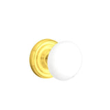 Emtek - Concealed, Privacy, Regular Rosette, Ice White Knob, US3 Lifetime - Polished Brass