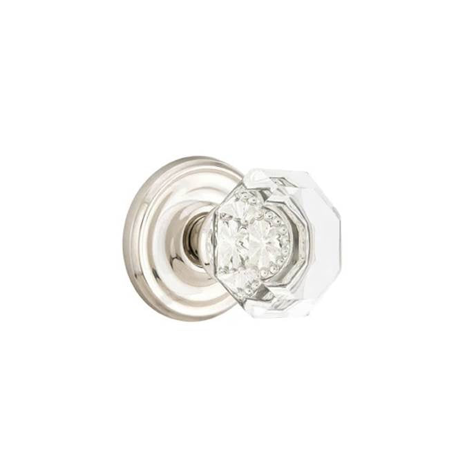 Emtek - Concealed, Privacy, Regular Rosette, Old Town Clear Knob, US14 - Polished Nickel