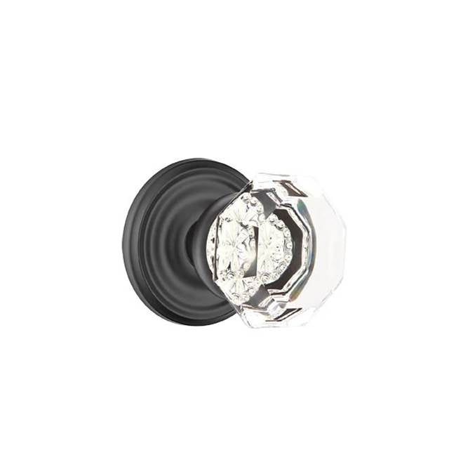 Emtek - Privacy, Regular Rosette, Old Town Crystal Knob, US19 - Flat Black