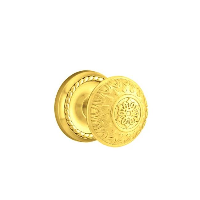 Emtek - Passage, Rope Rosette, Lancaster Knob, US3 Lifetime - Polished Brass