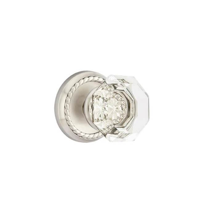 Emtek - Concealed, Privacy, Rope Rosette, Old Town Clear Knob, US15 - Satin Nickel