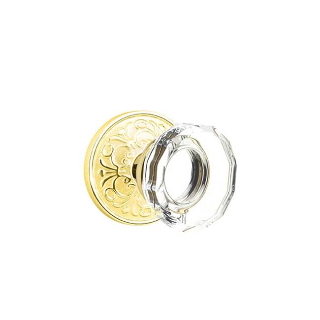 Emtek - Passage, Lancaster Rosette, Lowell Crystal Knob, US3 Lifetime - Polished Brass