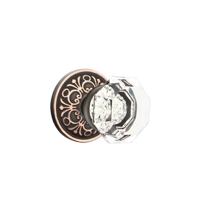 Emtek - Concealed, Passage, Lancaster Rosette, Old Town Clear Knob, US10B - Oil Rubbed Bronze