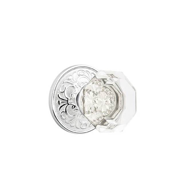 Emtek - Concealed, Passage, Lancaster Rosette, Old Town Clear Knob, US26 - Polished Chrome