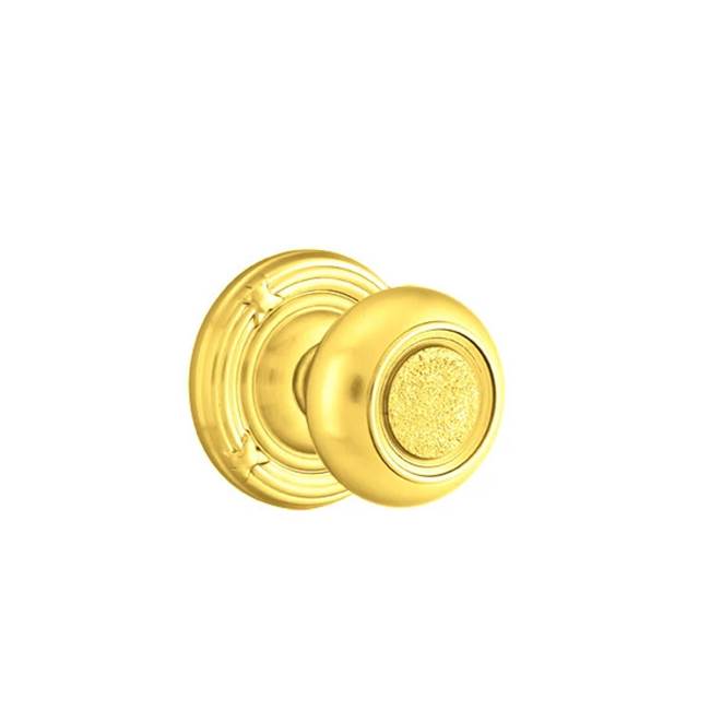 Emtek - Concealed Fastener, Privacy, Ribbon and Reed Rosette, Belmont Knob, US3NL - Unlacquered Brass