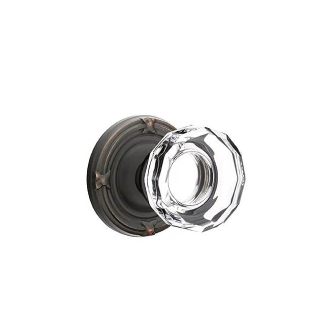 Emtek - Dummy, Ribbon and Reed Rosette, Lowell Crystal Knob, US10B - Oil Rubbed Bronze