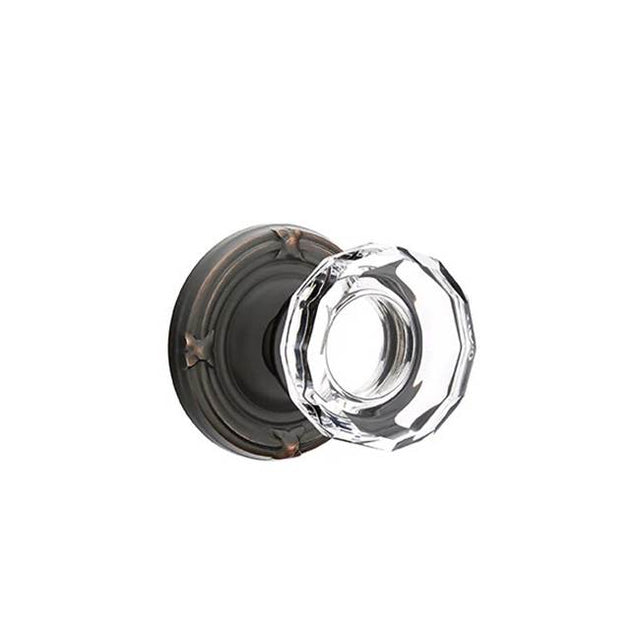 Emtek - Concealed, Privacy, Ribbon and Reed Rosette, Lowell Crystal Knob, US10B - Oil Rubbed Bronze