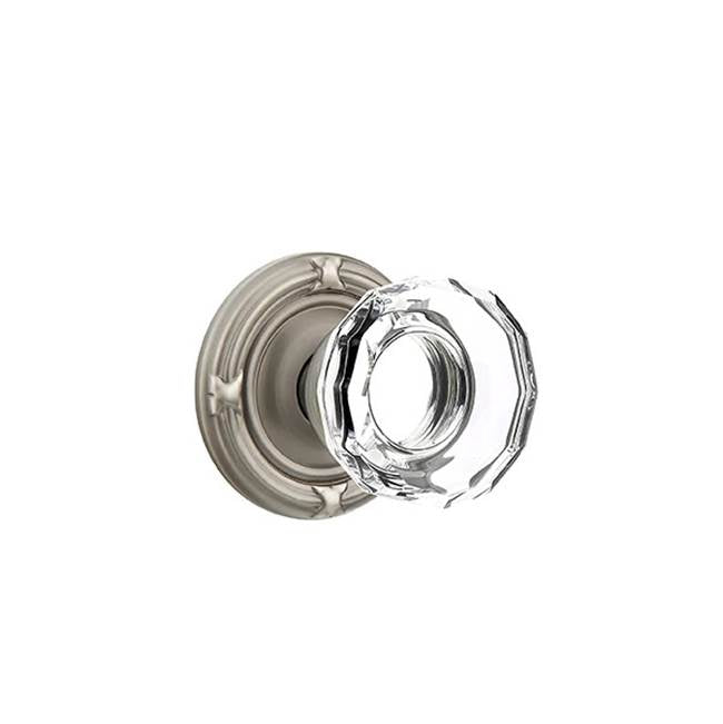 Emtek - Concealed, Privacy, Ribbon and Reed Rosette, Lowell Crystal Knob, US15A - Pewter