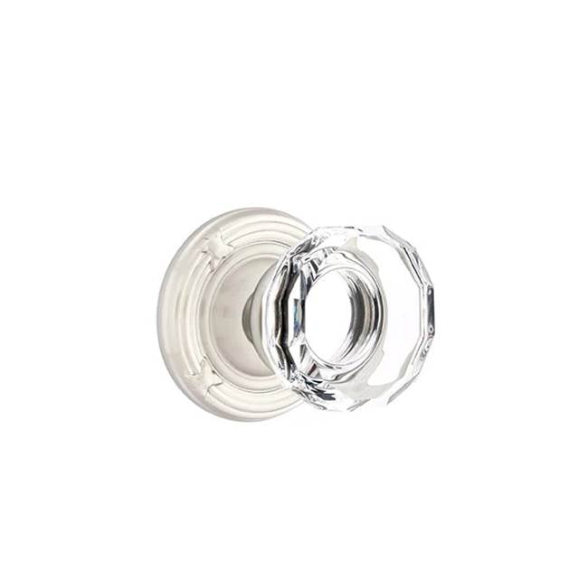 Emtek - Concealed, Privacy, Ribbon and Reed Rosette, Lowell Crystal Knob, US15 - Satin Nickel