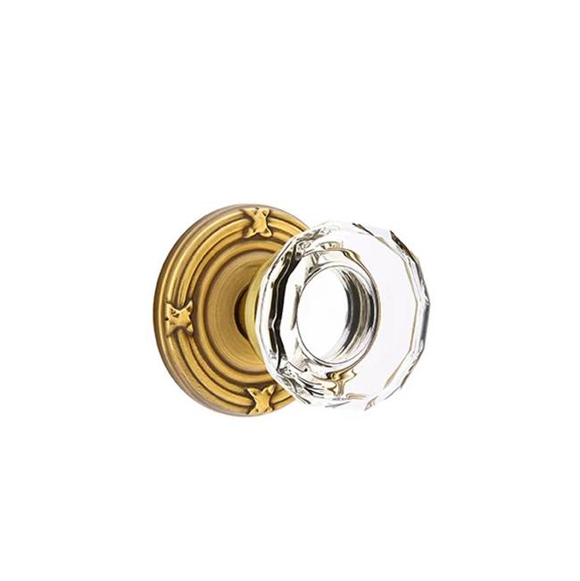 Emtek - Passage, Ribbon and Reed Rosette, Lowell Crystal Knob, US7 - French Antique