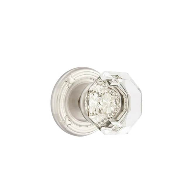 Emtek - Concealed, Privacy, Ribbon and Reed Rosette, Old Town Clear Knob, US15 - Satin Nickel