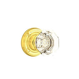 Emtek - Concealed Fastener, Privacy, Ribbon and Reed Rosette, Old Town Clear Crystal Knob, US3NL - Unlacquered Brass