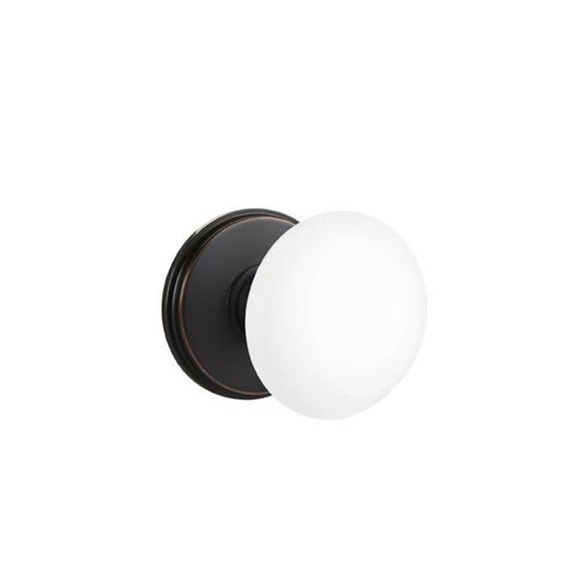 Emtek - Privacy, Watford Rosette, Ice White Porcelain Knob, US10B - Oil Rubbed Bronze