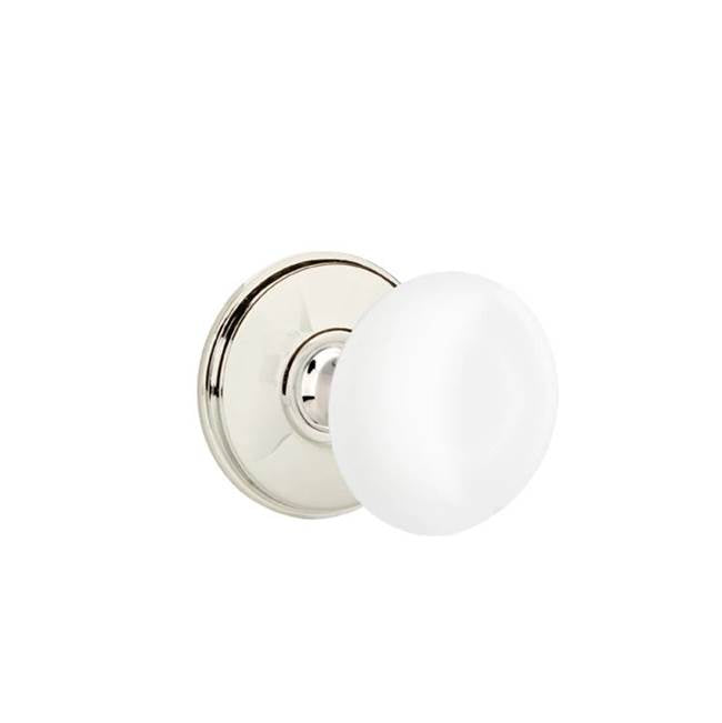 Emtek - Privacy, Watford Rosette, Ice White Porcelain Knob, US14 - Polished Nickel