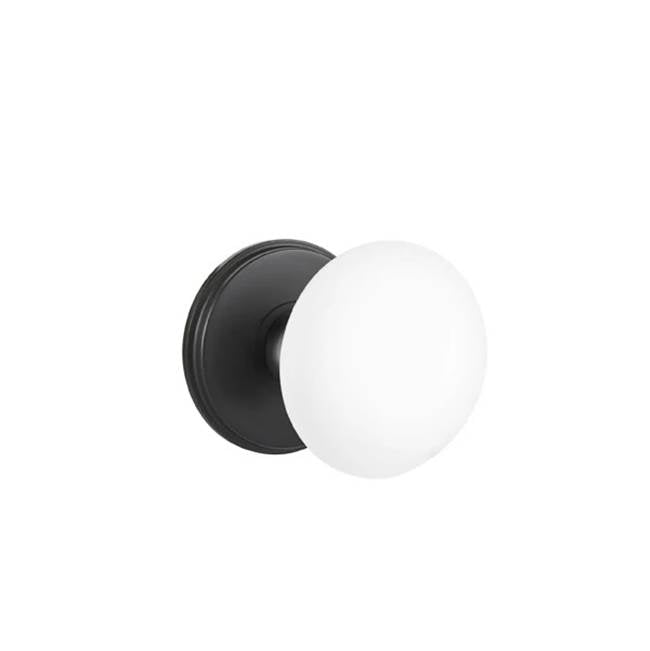 Emtek - Privacy, Watford Rosette, Ice White Porcelain Knob, US19 - Flat Black