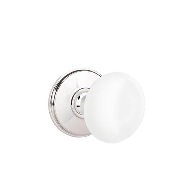 Emtek - Privacy, Watford Rosette, Ice White Porcelain Knob, US26 - Polished Chrome