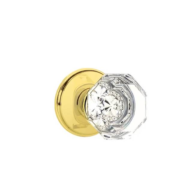 Emtek - Privacy, Watford Rosette, Old Town Crystal Knob, US3NL - Unlacquered Brass